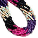 15 Gradient Multi-color Gemstone Smooth Rondelle Beads Size 4x6mm 15.5" Strand