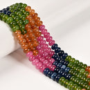 Gradient Multi-color Tourmaline Dyed Jade Smooth Rondelle Beads 5x8mm 15''Strd