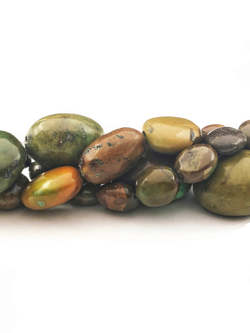 Natural Green Brown Turquoise Polished Oval Beads 13-40mm 15.5" Strand