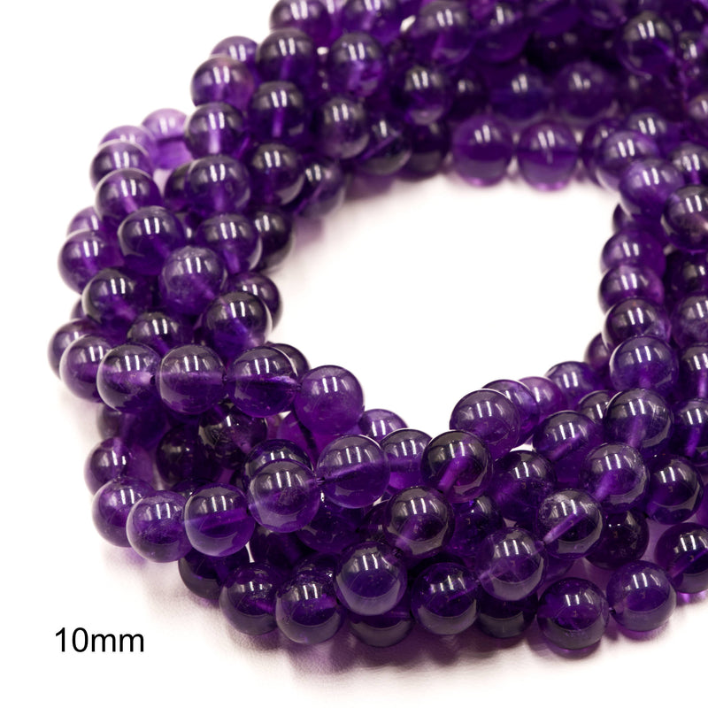 Natural Light Amethyst Smooth Round Beads Size 10mm 12mm 15.5" Strand