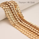 Titanium 14K Gold/Gray/Silver Hematite Flower Shape Beads Size 7.5mm 15.5" Strd