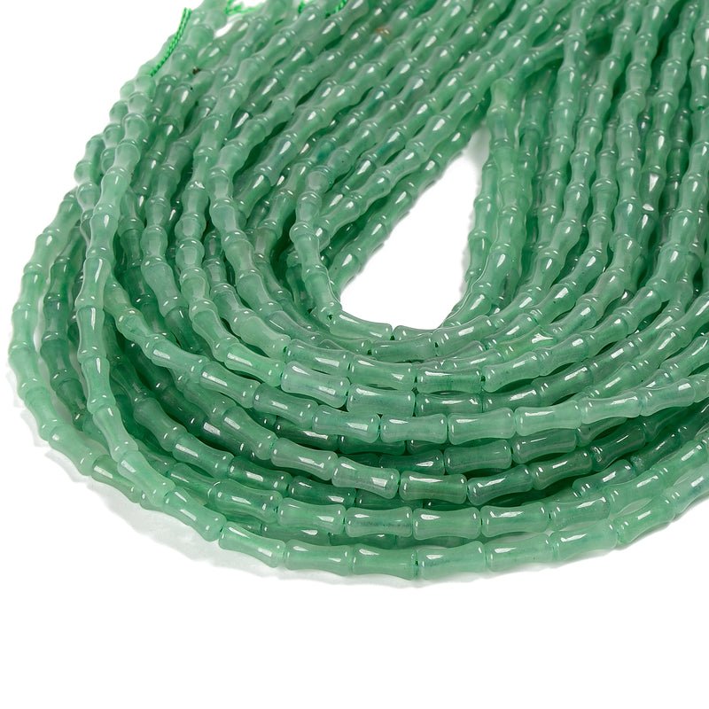 Green Aventurine Bamboo Tube Beads Size 5x12mm 15.5'' Strand