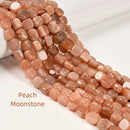 Mixed Gemstone Flat Square Shape Beads Size 9-10mm 15.5" Strand