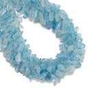 Natural Aquamarine Irregular Slice Stick Points Beads 5-7x12-18mm 15.5" Strand