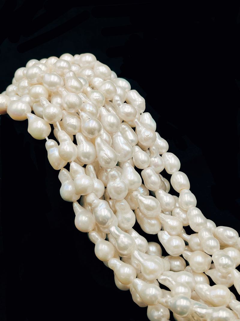 High Grade White Fresh Water Pearl Baroque Shape Beads Size 8x10mm 15'' Strand