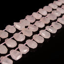 Natural Rose Quartz Faceted Trapezoid Shape Beads 10x12mm-12x15mm 15.5'' Strand