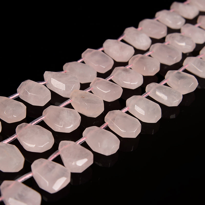 Natural Rose Quartz Faceted Trapezoid Shape Beads 10x12mm-12x15mm 15.5'' Strand