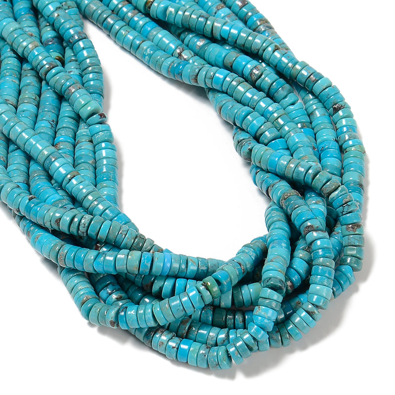 Natural Blue Turquoise Heishi Disc Beads Size 2x4mm 15.5" Strand