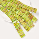 Green Sea Sediment Jasper Double Drill Rectangle Beads Size 10x20mm 8'' Strand