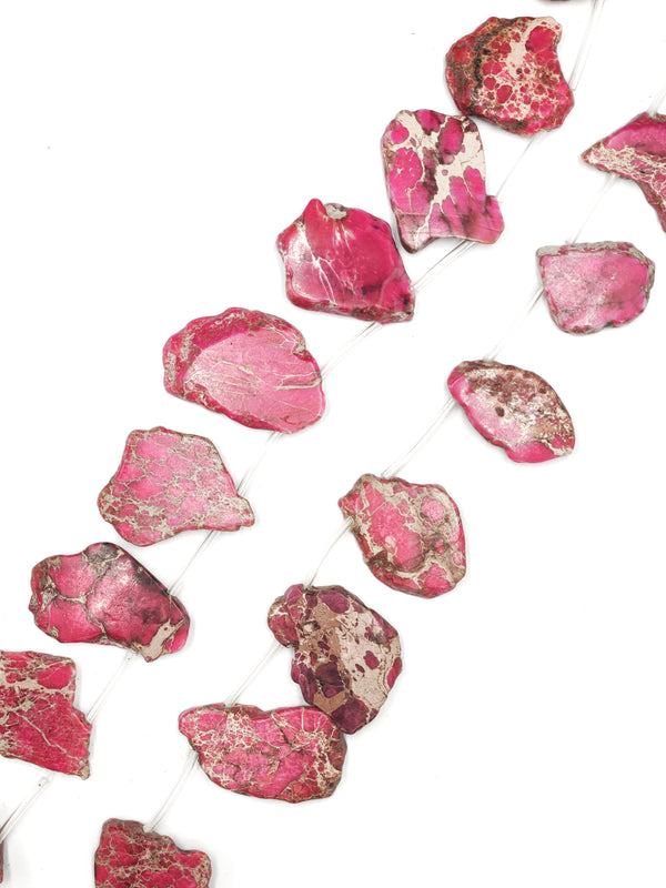 Pink Sea Sediment Jasper Top Drilled Slice Beads Approx 20x40mm 15.5" Strand