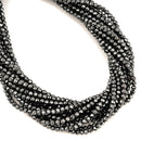 Natural Gray Hematite Hard Cut Faceted Round Beads Size 2mm 3mm 4mm 15.5" Strand