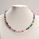 Mixed Gemstone Rondelle Size 2x6mm Beaded Necklace 17''-18.5" Length Adjustable