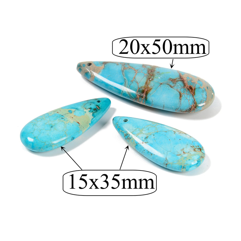 Light Blue Sea Sediment Jasper Pendant Earrings Teardrop 15x35mm 3 PCS Per Set