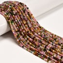Natural Multi-color Tourmaline Faceted Cube Beads Size 3mm 15.5" Strand