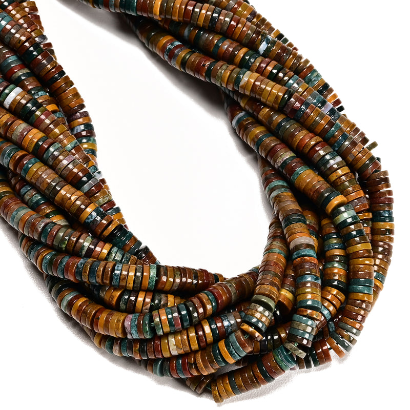 New Natural Ocean Jasper Heishi Disc Beads Size 1.5x4mm 1.5x6mm 15" Strand