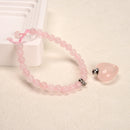 Rose Quartz Round Heart Perfume Bottle Adjustable Bracelet Size 6mm 7.5'' Length