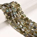 Natural Gray Labradorite Faceted Rectangle Beads Size 8x10mm 15.5" Strand