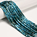 Natural Gradient Blue Apatite Faceted Cube Beads Size 4mm 15.5" Strand