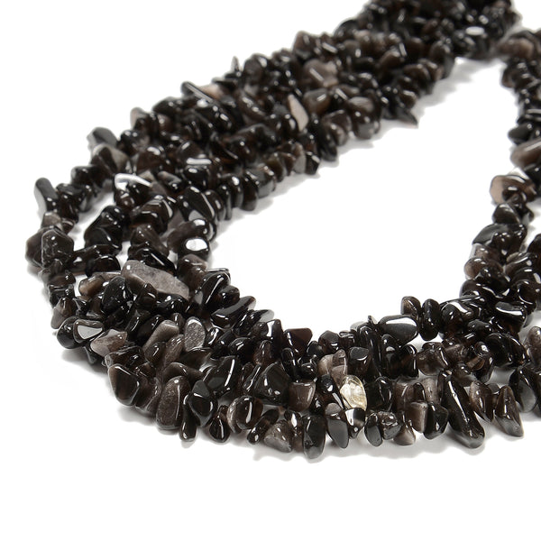 18" Rainbow Obsidian Beaded Necklace – Natural 6-14mm Round Gemstone, Handmade