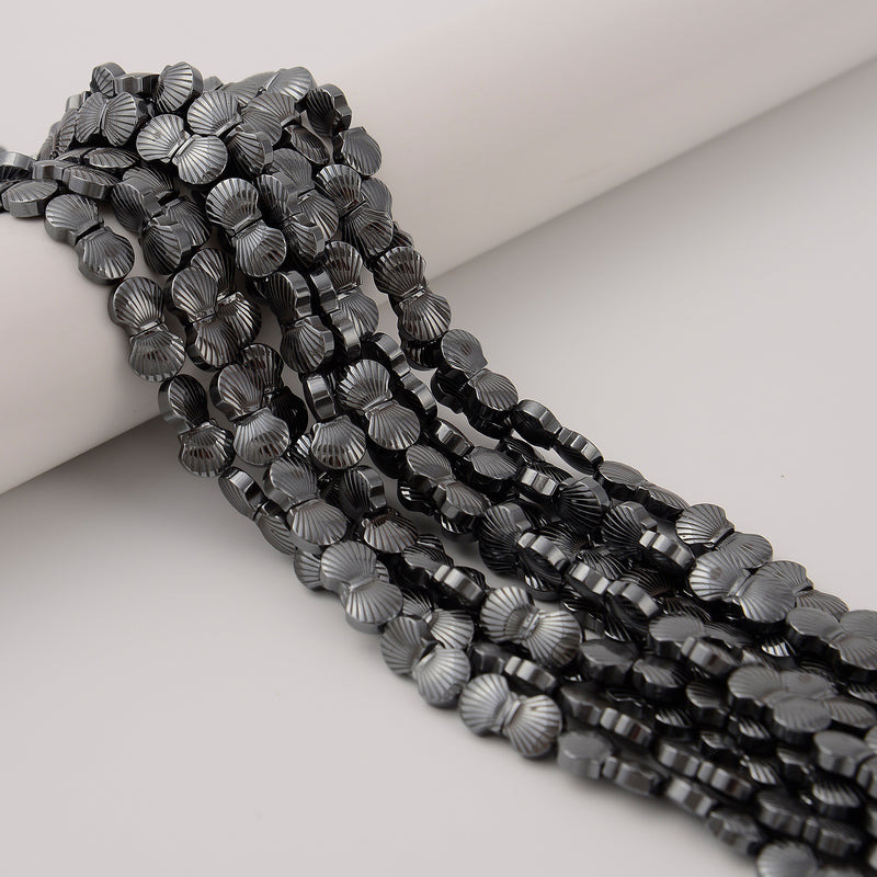 Gray/Gold/Silver/Copper Color Hematite Scallop Shape Beads Size 8x9mm 15.5''Strd