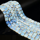 01 Mixed Gemstone Faceted Flat Square Shape Beads Size 10mm 15.5" Strand