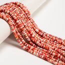 Natural Red Spiny Oyster Smooth Rondelle Beads Size 2x5mm 3x6mm 16" Strand