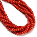 Dark Orange Coral Color Dyed Jade Smooth Rondelle Beads Size 5x8mm 15" Strand