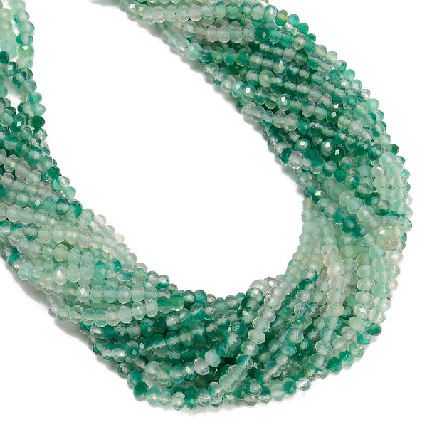 Gradient Green Agate Faceted Rondelle Beads Size 3x4mm 15.5" Strand