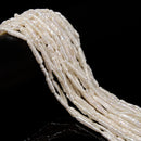 White Fresh Water Pearl Ringed Long Stick Shape Beads 4-5x20-25mm 15.5'' Strand