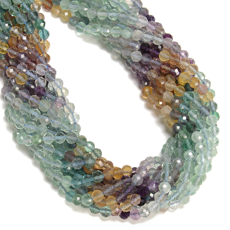 Gradient Natural Fluorite Faceted Round Beads Size 5mm 15.5'' Strand