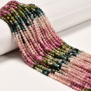 Natural Gradient Multi-color Tourmaline Faceted Round Beads Size 3mm 15.5"Strand