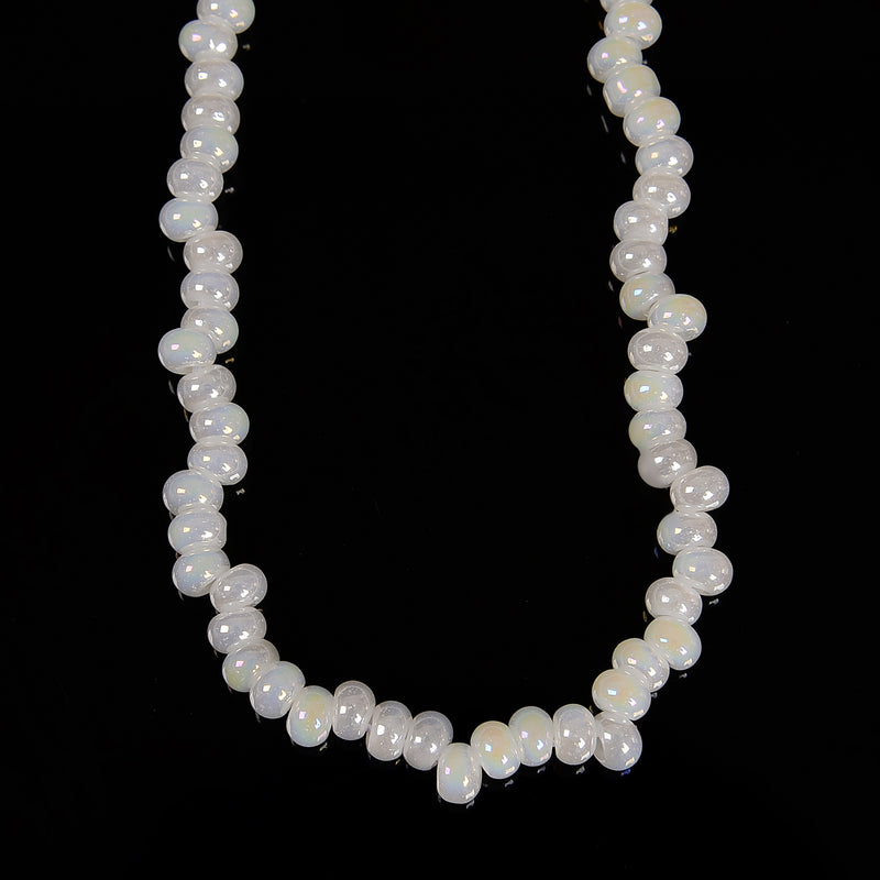 White AB Crystal Glass Off Center Drilled Rondelle Beads Size 4x6mm 15.5''Strand