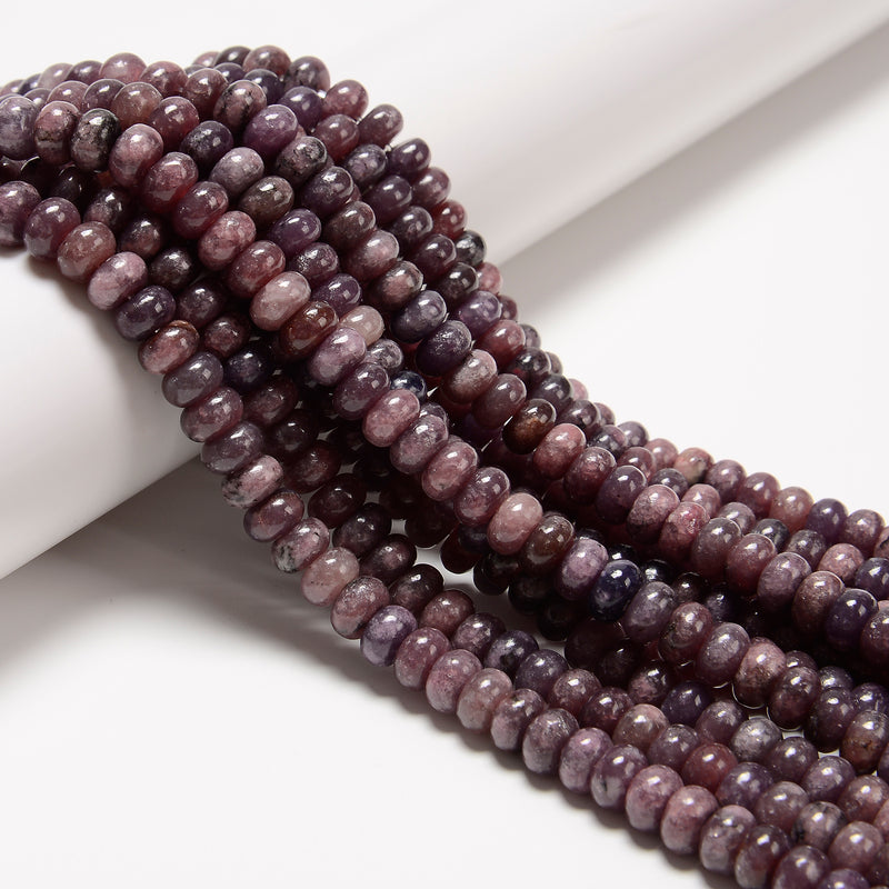 Natural Lepidolite Smooth Rondelle Beads Size 4x6mm 5x8mm 15.5" Strand