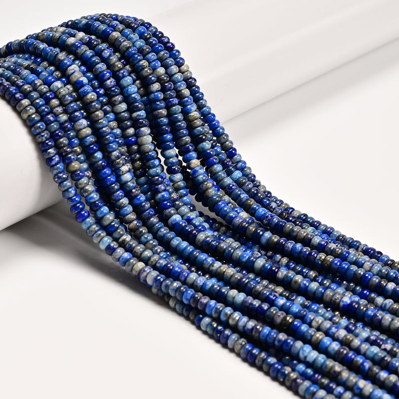 Natural Lapis Lazuli Smooth Rondelle Beads Size 2x4mm 15'' Strand
