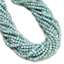 Grade A Natural Larimar Faceted Cube Beads Size 4mm 15.5'' Strand