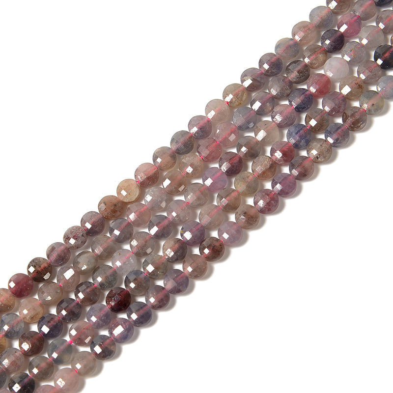 Natural Ruby & Sapphire Faceted Coin Beads Size 6mm 15.5'' Strand