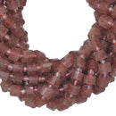 Natural Strawberry Quartz Faceted Rondelle Wheel Disc Beads 6x8mm 15.5'' Strand