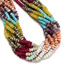 18 Gradient Multi-color Gemstone Smooth Rondelle Beads Size 4x6mm 15.5" Strand