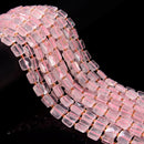 Natural Rose Quartz Faceted Flat Square Shape Beads Size 10mm 15.5" Strand