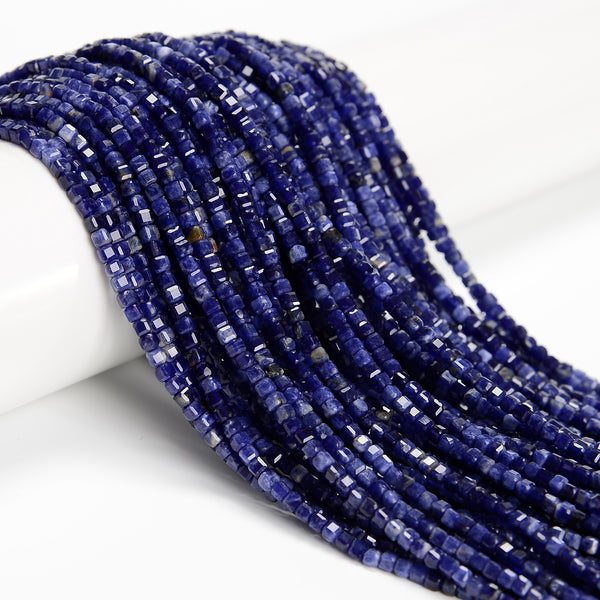 Natural Sodalite Faceted Rubik's Cube Beads Size 2.5mm 15.5'' Strand