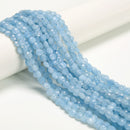 Aquamarine Color Dye Jade Faceted Coin Beads Size 6mm 15.5'' Strand