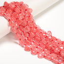 Cherry Red Quartz Top Drill Smooth Heart Shape Beads Size 12mm 15.5'' Strand