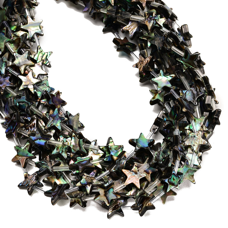 Natural Abalone Shell Five-Pointed Star Shape Beads Size 12mm 15.5'' Strand
