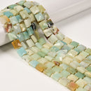 02 Mixed Gemstone Faceted Flat Square Shape Beads Size 10mm 15.5" Strand