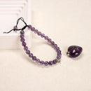 Amethyst Round Beaded Heart Perfume Bottle Adjustable Bracelet 6mm 7.5'' Length