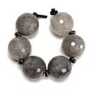 Natural Gray Cloudy Quartz Faceted Round Beads Size 30mm 7.5" Strand