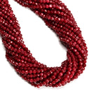 Red Ruby Color Dyed Jade Faceted Round Beads Size 4mm 15.5" Strand