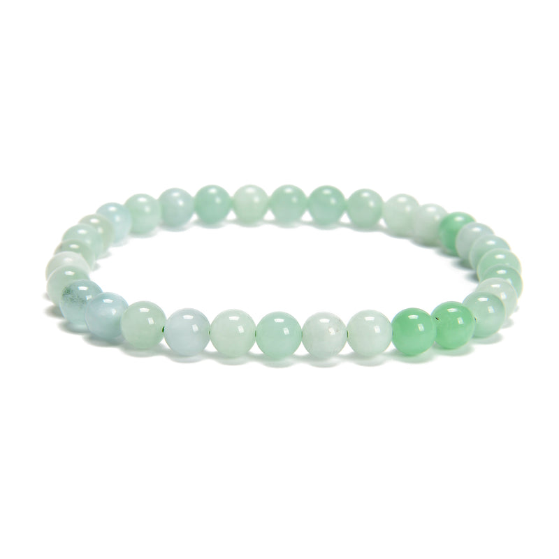 Multi-color Green Jade Smooth Round Beaded Bracelet 6mm 7.5'' Length 3 PCS/Set