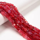 Red Crackle Agate Smooth Cube Beads Size 7-8mm 15.5'' Strand