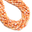 Natural Light Orange Spiny Oyster Smooth Rondelle Beads Size 3x6mm 16" Strand